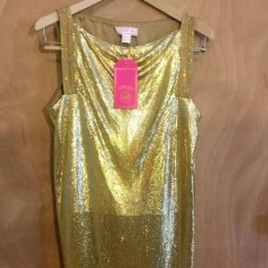 Versace x H&M gold sequin shift dress